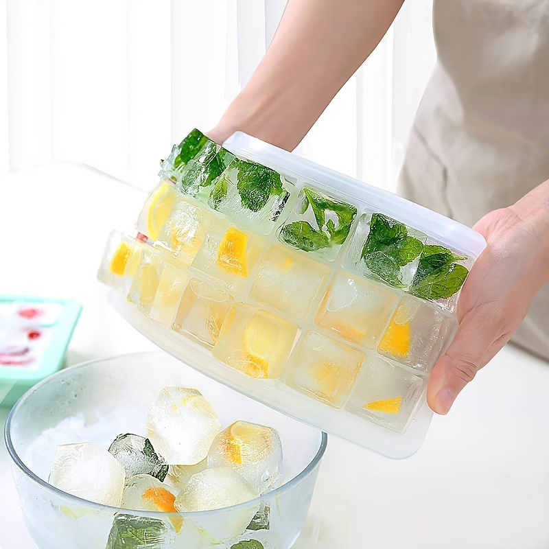 Silicone Ice Tray With Cover For Homemade Ice Cubes Freezing - Temu United  Arab Emirates