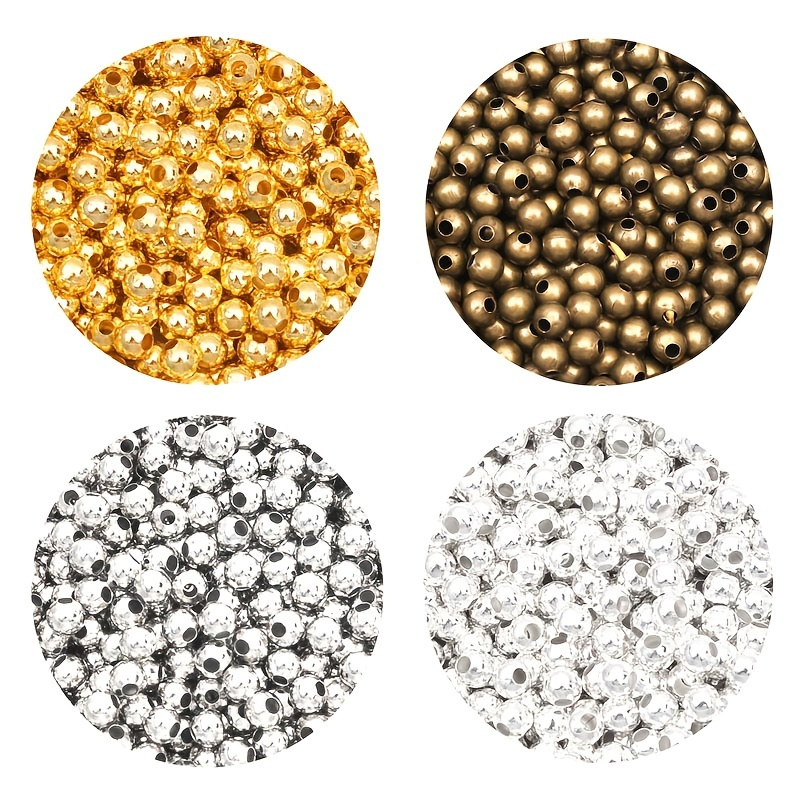 

30-500pcs Plated- Metal Beads Round Seed Spacer Loose Alloy Beads For Jewelry Making Diy Bracelet Necklace Accessories