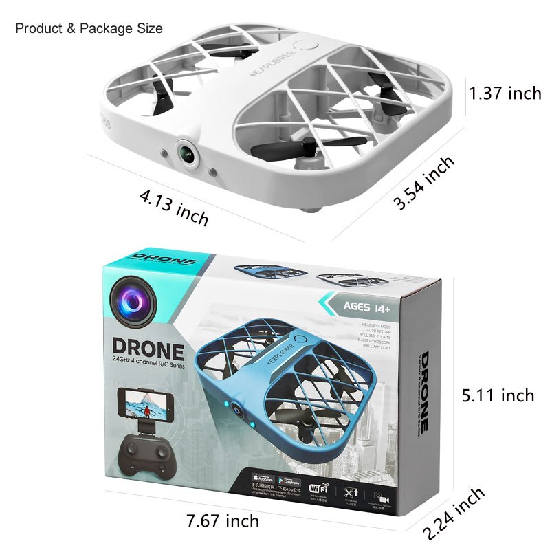 mini drone with 4k hd camera shatter and collision resistance smart hovering long battery life remote control headless mode one key take off landing christmas gift for kids details 18