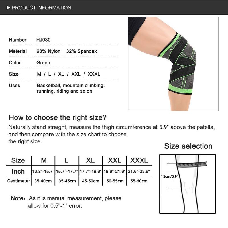 Order A Size Up, 1pc Knee Sleeve, Knee Compression Pads For Improving Circulation & Knee Pain Relief For Men & Women Knee Support Arthritis Relief, Running, Cycling, Adjustable Strap Wrap, Exercise Equipment details 2