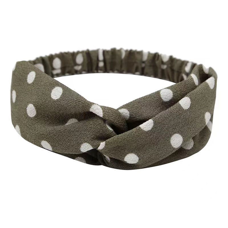 Polka Dotted Twisted Fabric Headband Boho Hair Scarf 1pc