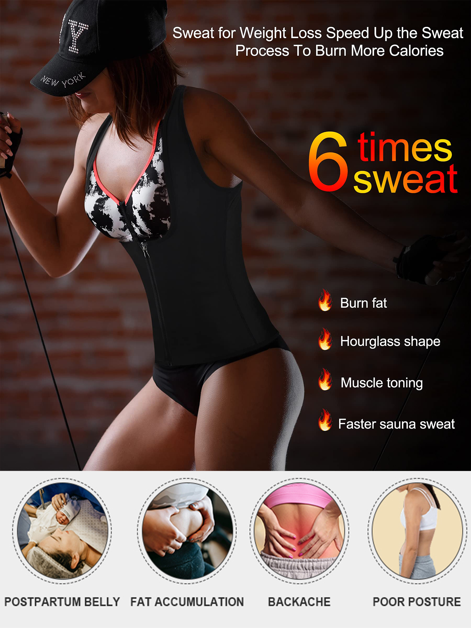 Black Stretchy Breasted Zipper Tank Top Body Shaper Waist - Temu