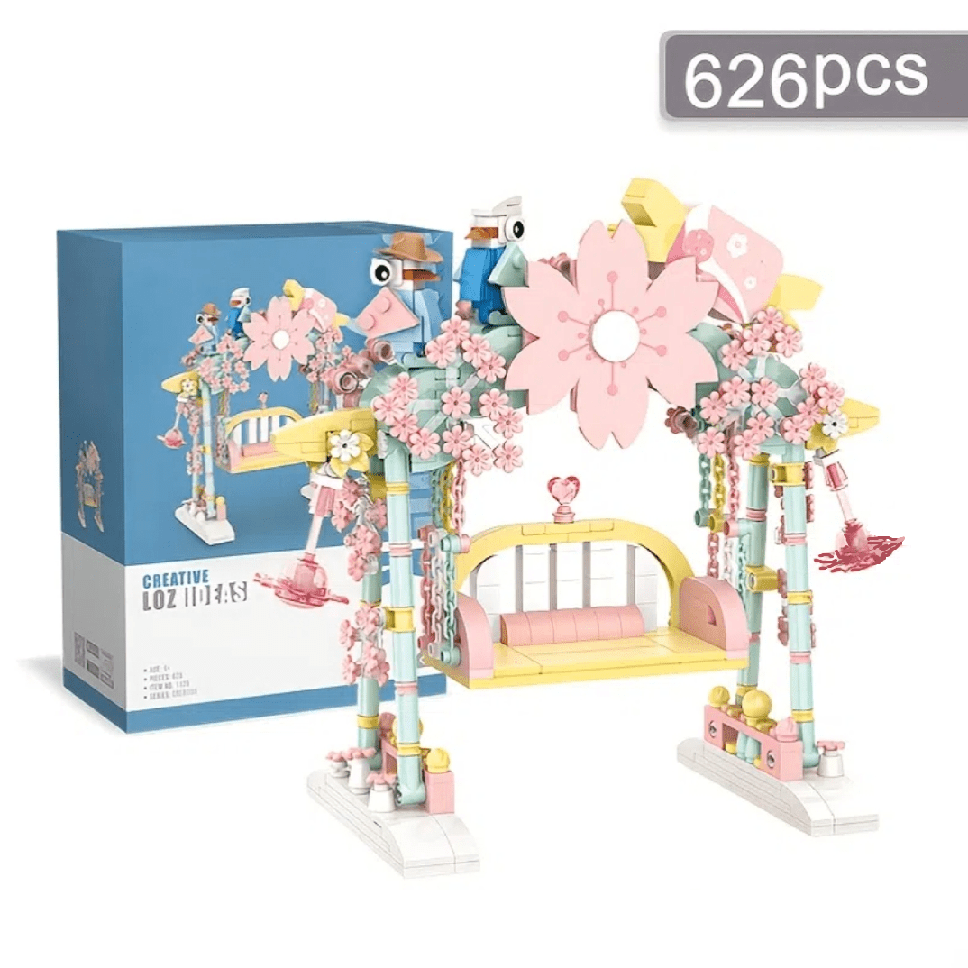 Mini Blocs De Construction Sakura Swing Garden, Décor De Modèle De