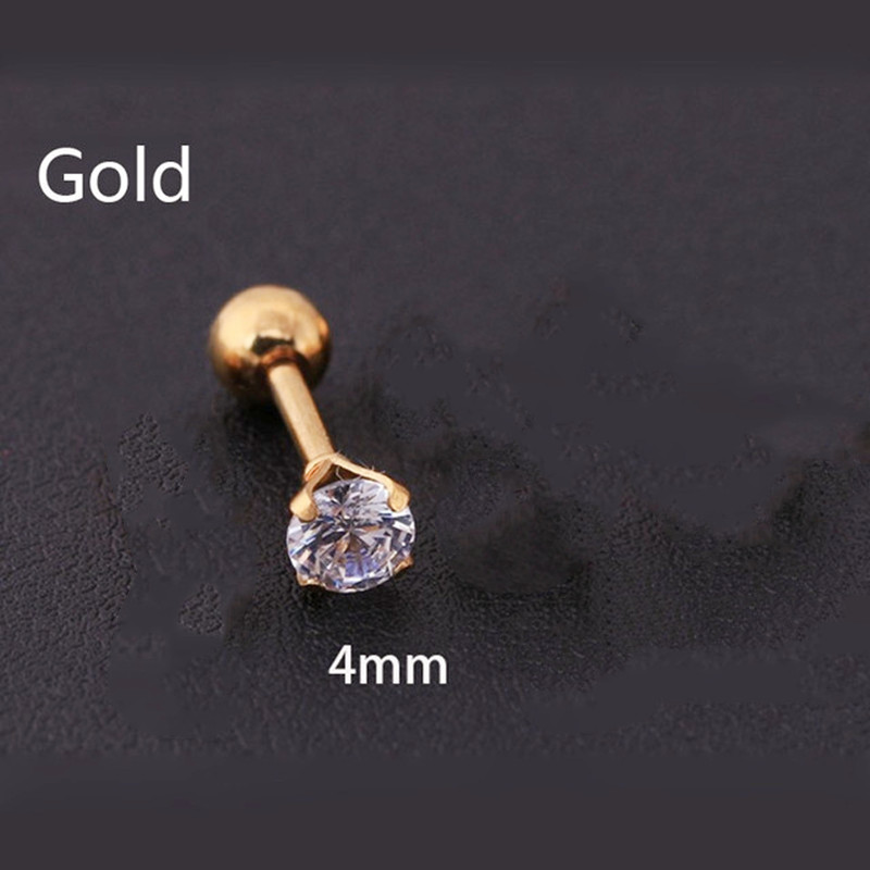 Stylish Crystal Inlaid Zircon Earrings, Men's Stainless Steel Studs
