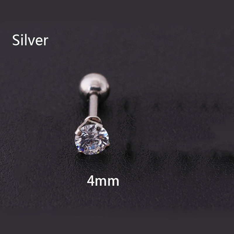 Stylish Crystal Inlaid Zircon Earrings, Men's Stainless Steel Studs