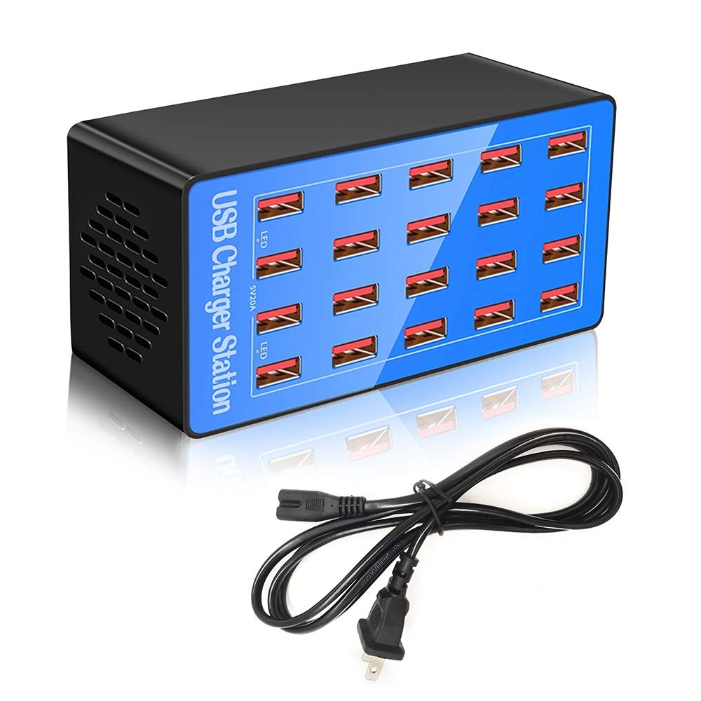 20 port usb charger station 100w 20a fast charging for all your usb devices