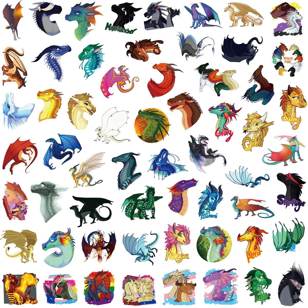 Fire Wing Flying Dragon Doodle Waterproof Stickers Diy - Temu