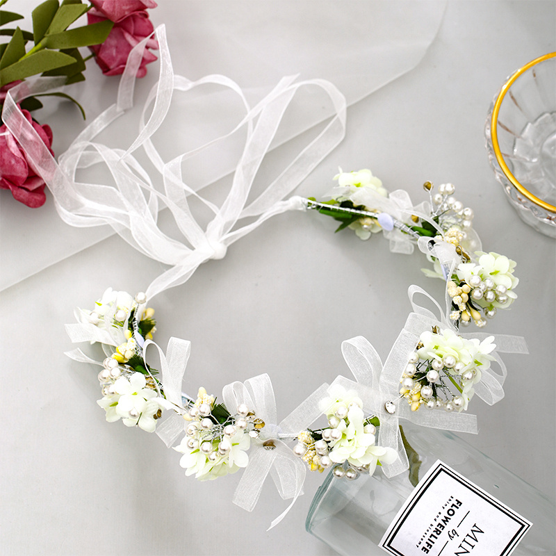 2 piezas de diadema de boda para niña de las flores, para novias, accesorio  para el cabello de princesa, diadema floral para niña, diadema de perlas