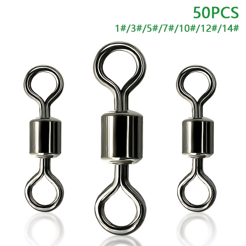 Dr.Fish 50 Pack Fishing Snap Swivels Barrel Swivel with Snap Freshwater Swivels Fishing Tackles Stainless Steel Safty Interlock Snaps Black Nickel Co