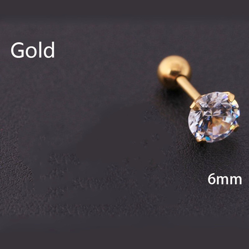 Stylish Crystal Inlaid Zircon Earrings, Men's Stainless Steel Studs