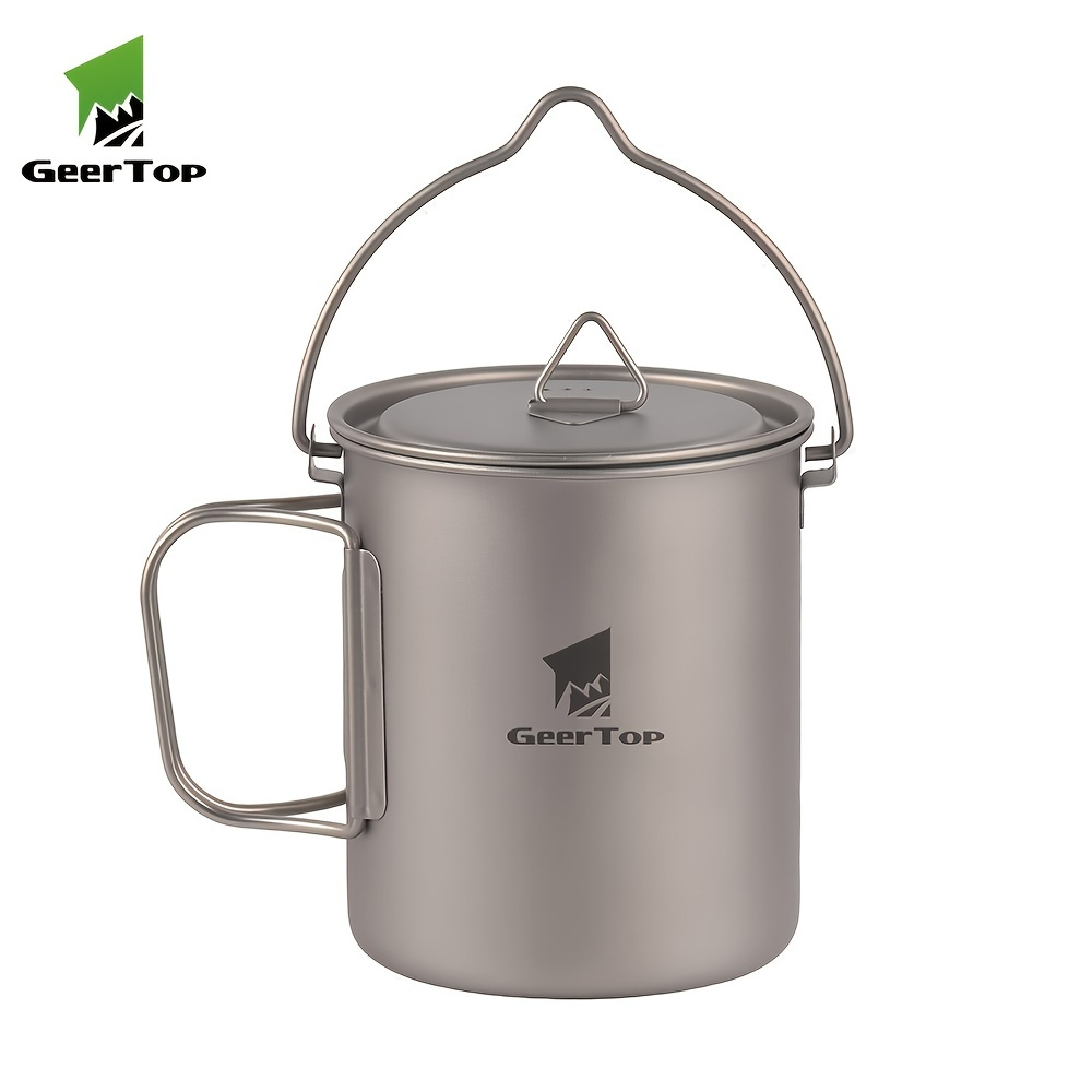 Geertop 750ml Titanium Cup, Ultralight Camp Cup With Foldable Handle