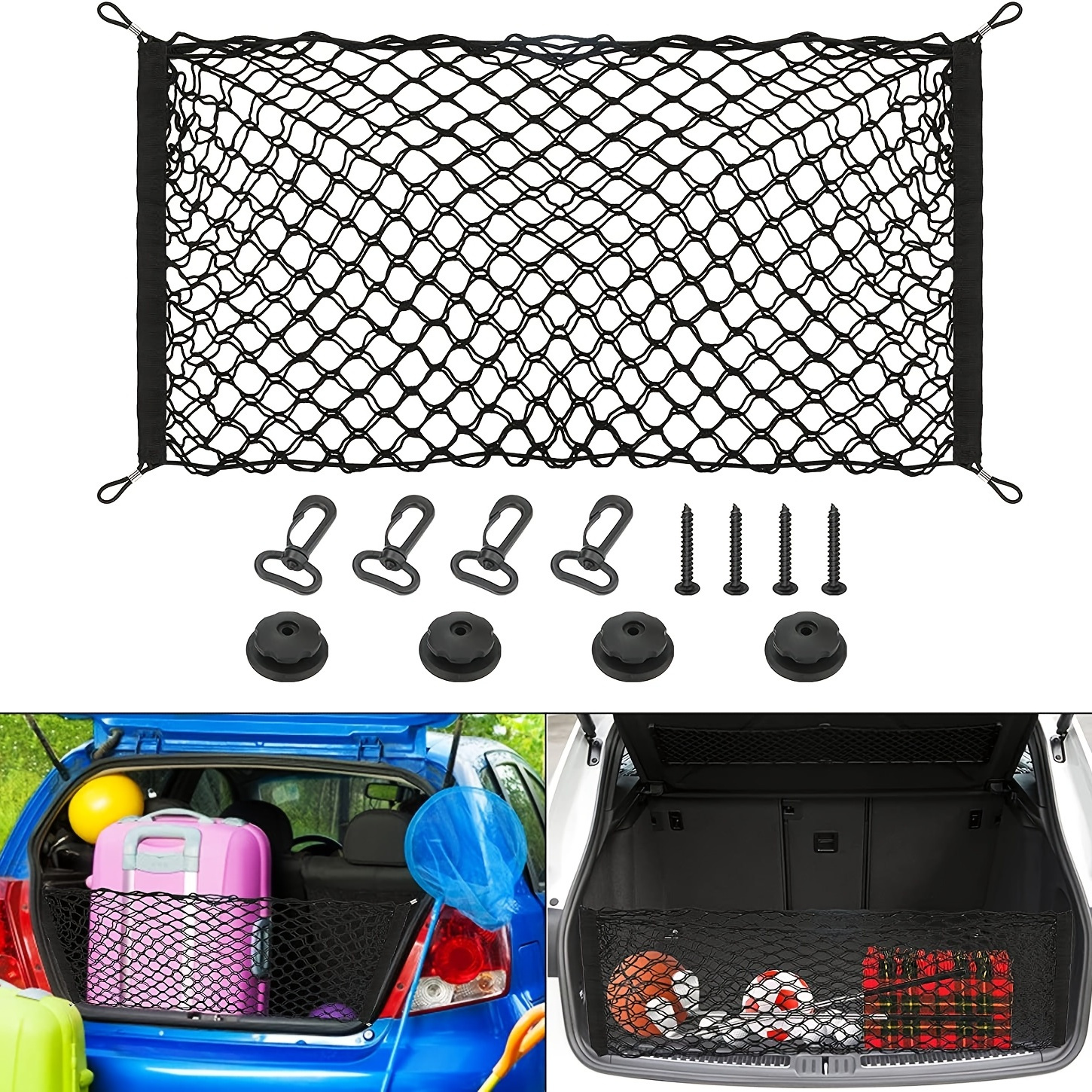 Car Storage Net, Universal Car Roof Bag With Zipper,black