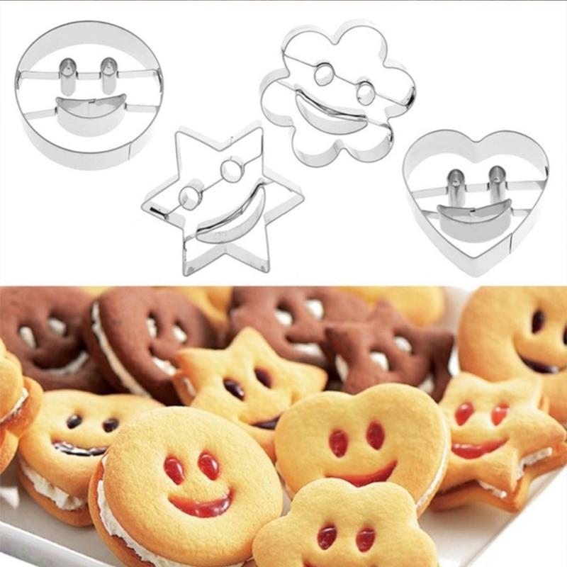 

4pcs Cookie Cutter Stainless Steel Smiling Biscuit Mold Cookie Biscuit Mold Diy Tool Cake Mold