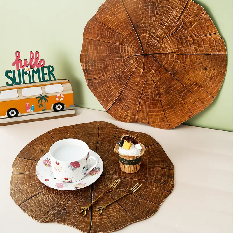 Imitation Wood Grain Placemat Durable Coasters Pp Material - Temu