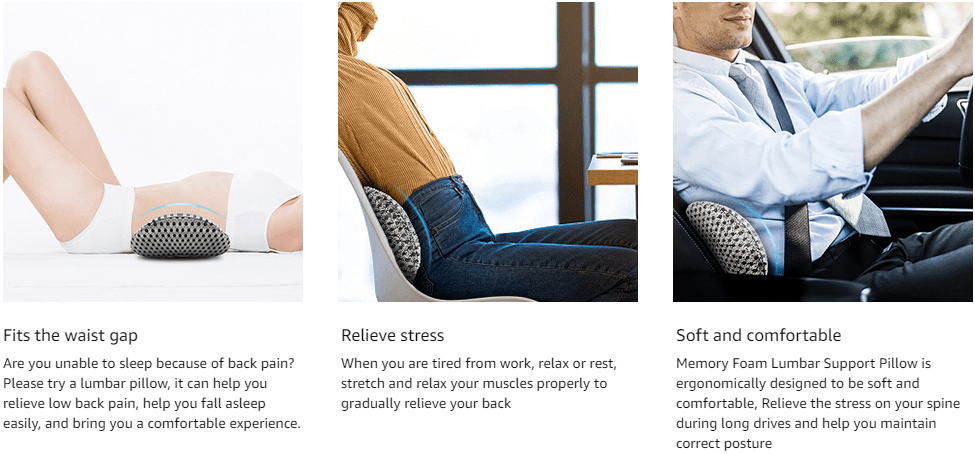 Upgrade Your Comfort With A Memory Foam Lumbar Support Pillow For Office  Chairs, Cars, And More! - Temu