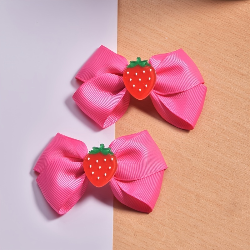 

2pcs Baby Girls Hair Clip Strawberry Bow Hairpin Side Clip Headwear Hair Accessories Children's Gift