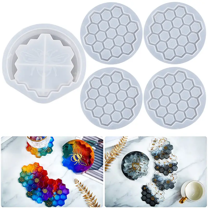 Honeycomb Coaster Resin Molds Set Coaster Silicone Molds - Temu