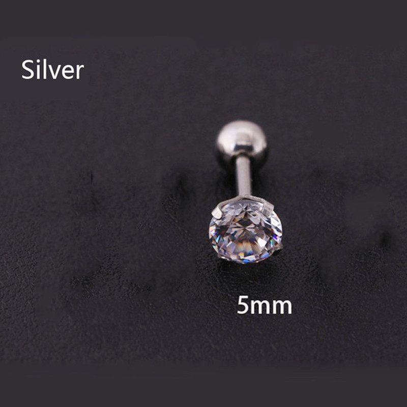 Stylish Crystal Inlaid Zircon Earrings, Men's Stainless Steel Studs