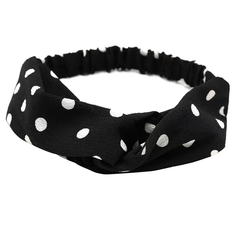 Polka Dotted Twisted Fabric Headband Boho Hair Scarf 1pc