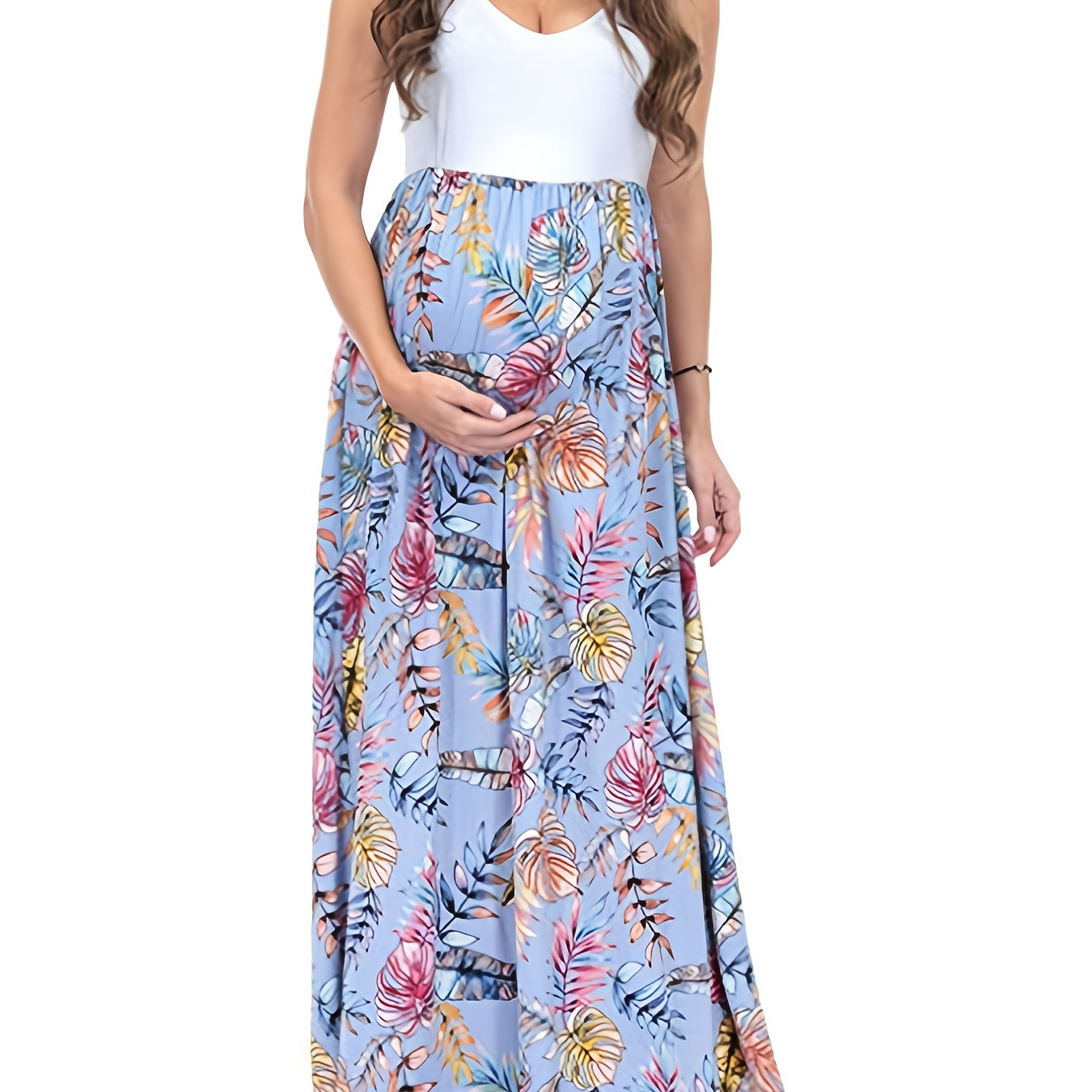 Sleeveless Flower Print Maternity Dress Maternity Clothes For Pregnant ...