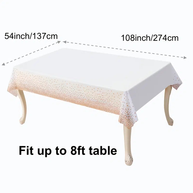 1 mantel de fiesta de plástico dorado rosa, 108''x54'', cubierta de mesa  Rectangular decorativa Premium desechable, se adapta a mesa de 8 pies