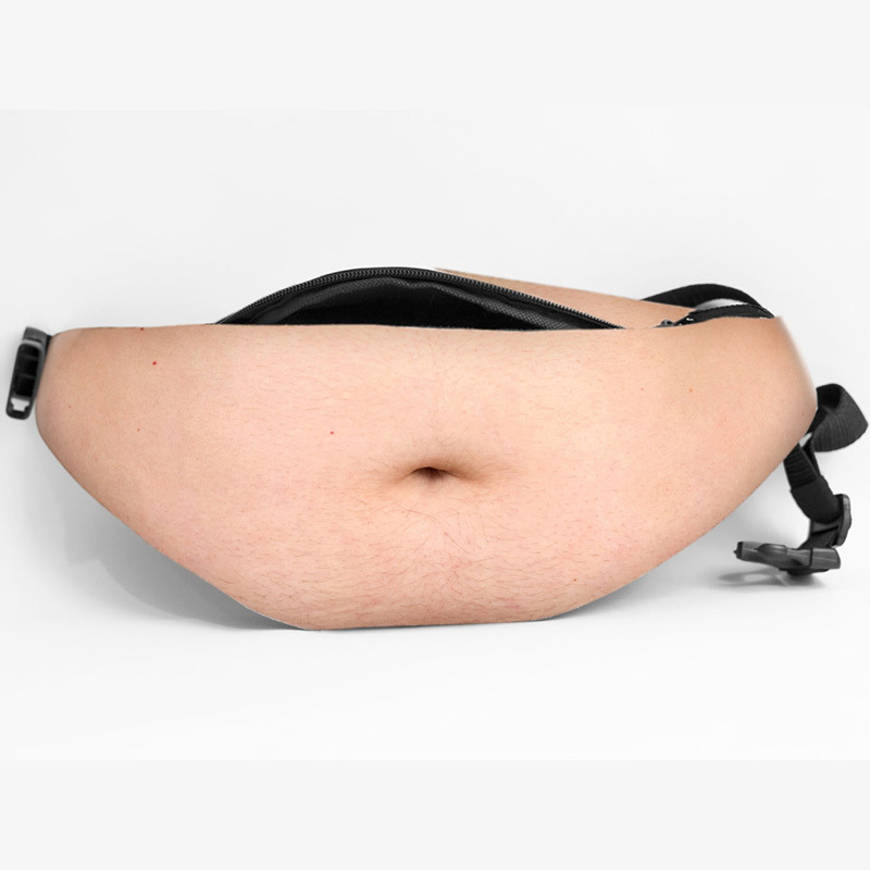 Men 3d Beer Waist Belt Bum Bag Funny Fat Belly Look Pack Pouch