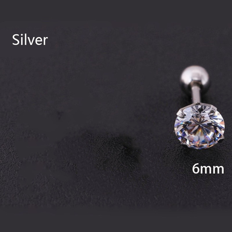 Stylish Crystal Inlaid Zircon Earrings, Men's Stainless Steel Studs