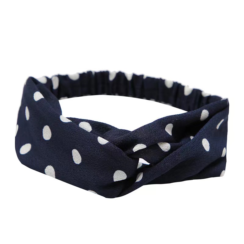 Polka Dotted Twisted Fabric Headband Boho Hair Scarf 1pc