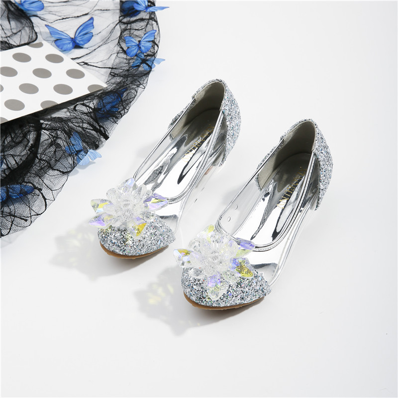 Silver best sale flower heels