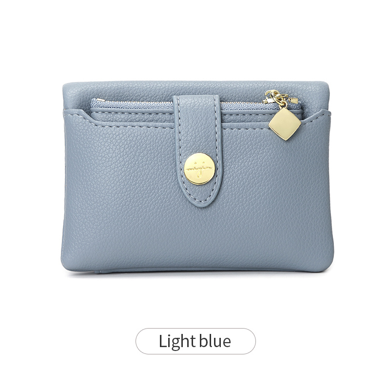 Casual Solid Color Coin Purse, Litchi Embossed Credit Card Small Wallet, Id  Window Bifold Functional Holder For Women - Temu