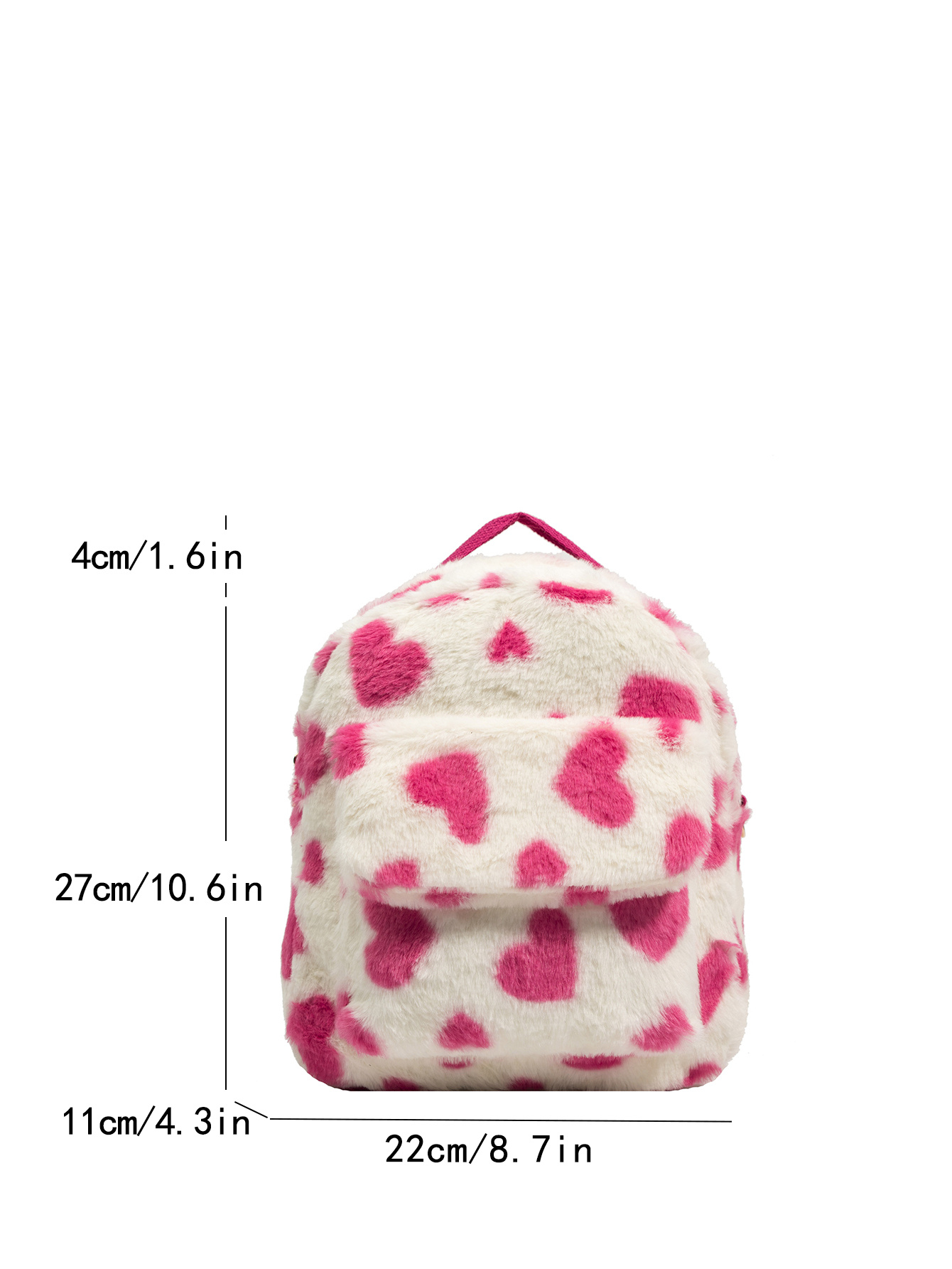 Mini Heart Graphic Fuzzy Backpack Cute Zipper Shoulder Bag Temu