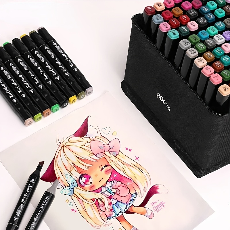 A Set Of Marker Pens Drawing Pens Oily Pen Crayons Set - Temu