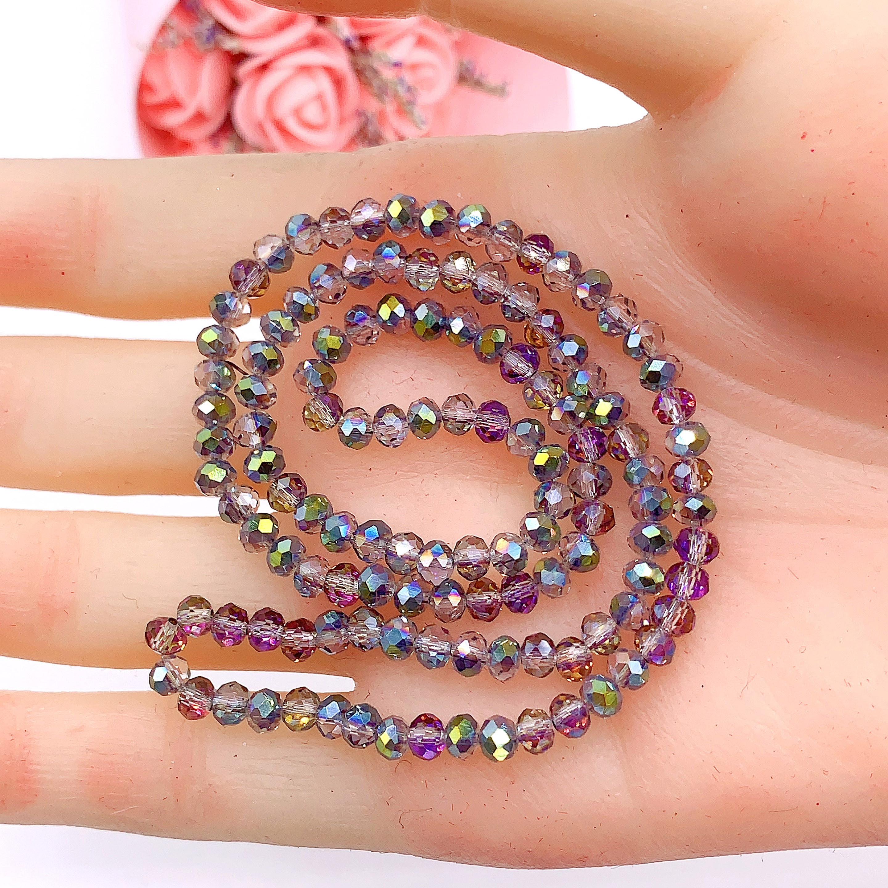 Ab Plated Glossy Crystal Beads Loose Bead Spacer Beads - Temu