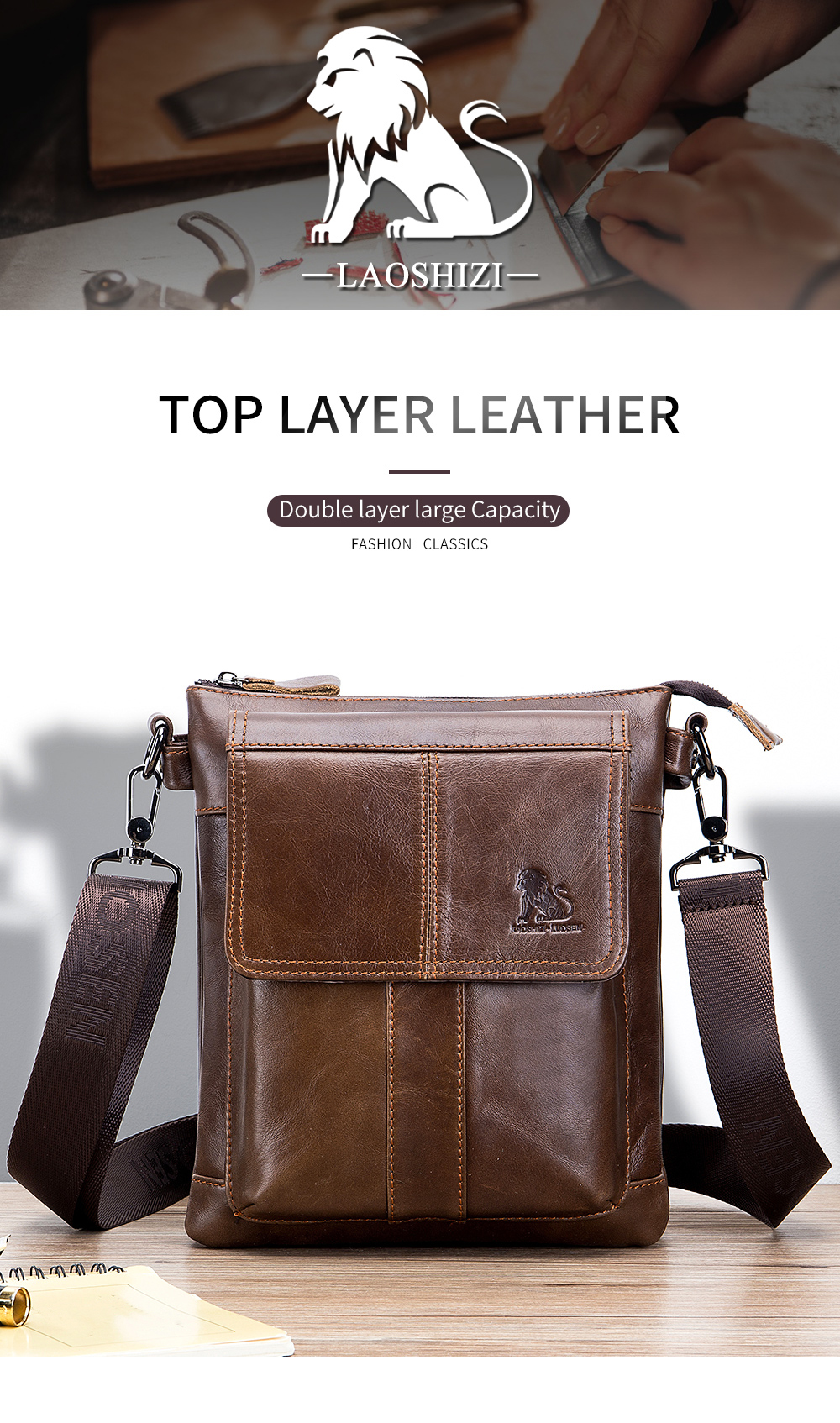 Men's Leather Messenger Bag Cow Leather Shoulder Bag Men's Temu