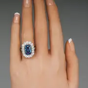 vintage style high end blue zircon womens ring silver plated ring personality hand jewelry details 0