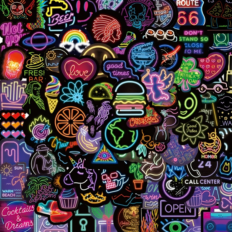 Cool Neon Doodle Sticker Pack Water Bottle Stickers Stickers - Temu  Philippines