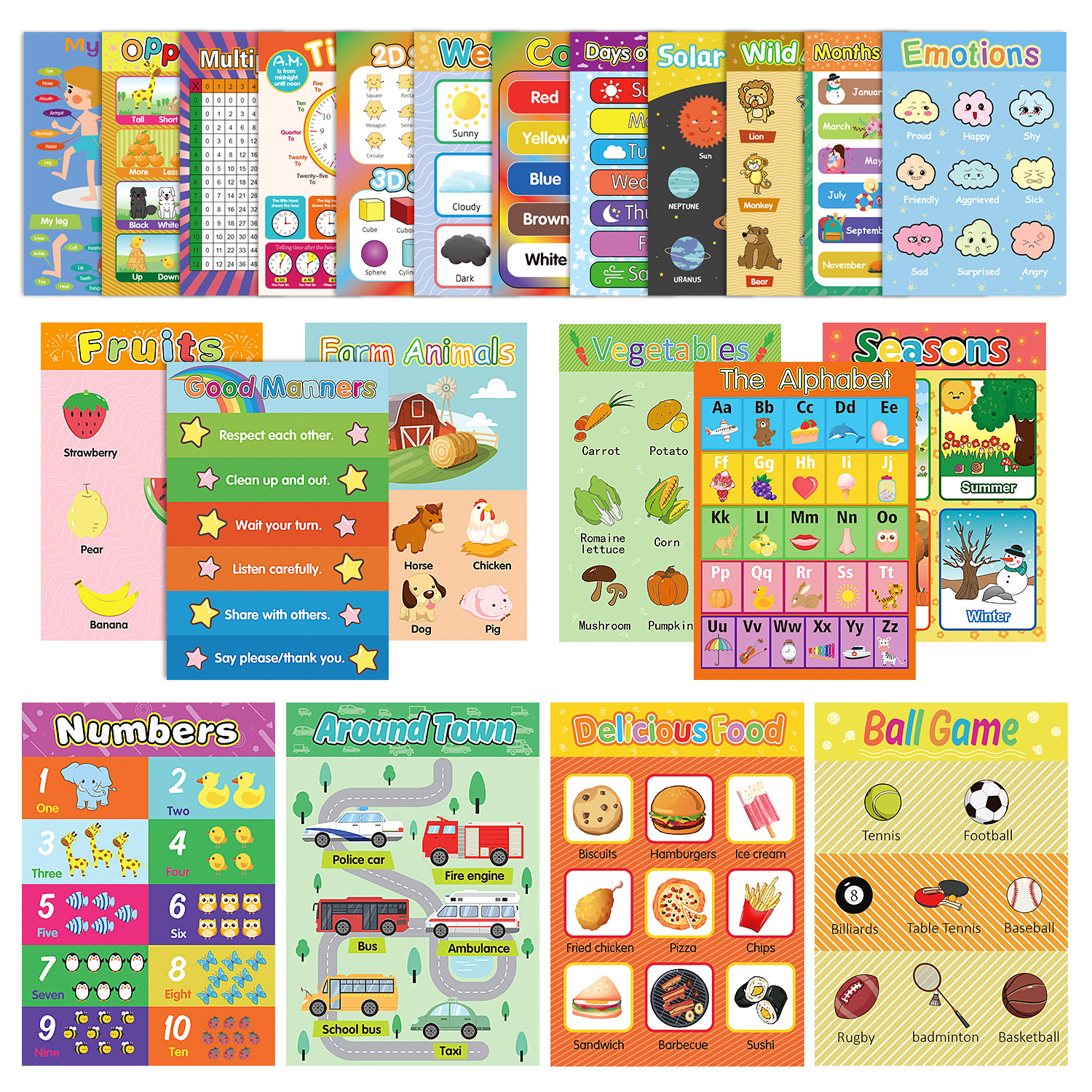 Pre School Educational Poster 22pcs Pack | Shop Now For Limited-time ...