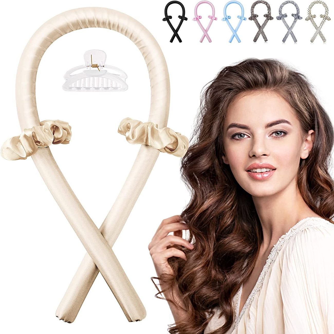 Heatless Curling Rod Hairband Ribbon Curling Rod With Claw Clip Lazy  Natural Soft Wave Diy Curly Hair Styling Tool For Night Sleep - Beauty &  Personal Care - Temu
