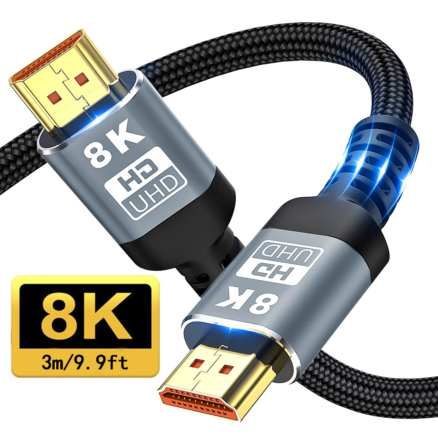 Cable HDMI de 8K, 48Gbps 6. Cord-4K trenzada HDMI de Ultra alta