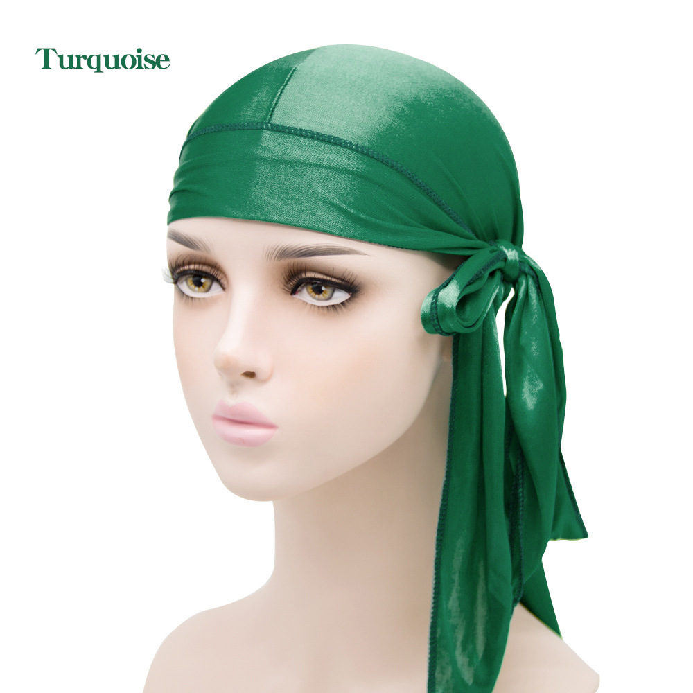 Fashion Silky Durags Turban Hat Unisex Silk Durag Headwear Bandans Headband  Hair Accessories Breathable Bandana Hat Pirate Hat