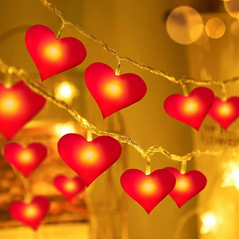 Décorations de Saint Valentin Guirlande Lumineuse, 3m - 20 LED Guirlande  Lumineuse Coeur Rouge, Lumières Coeur Scintillantes USB
