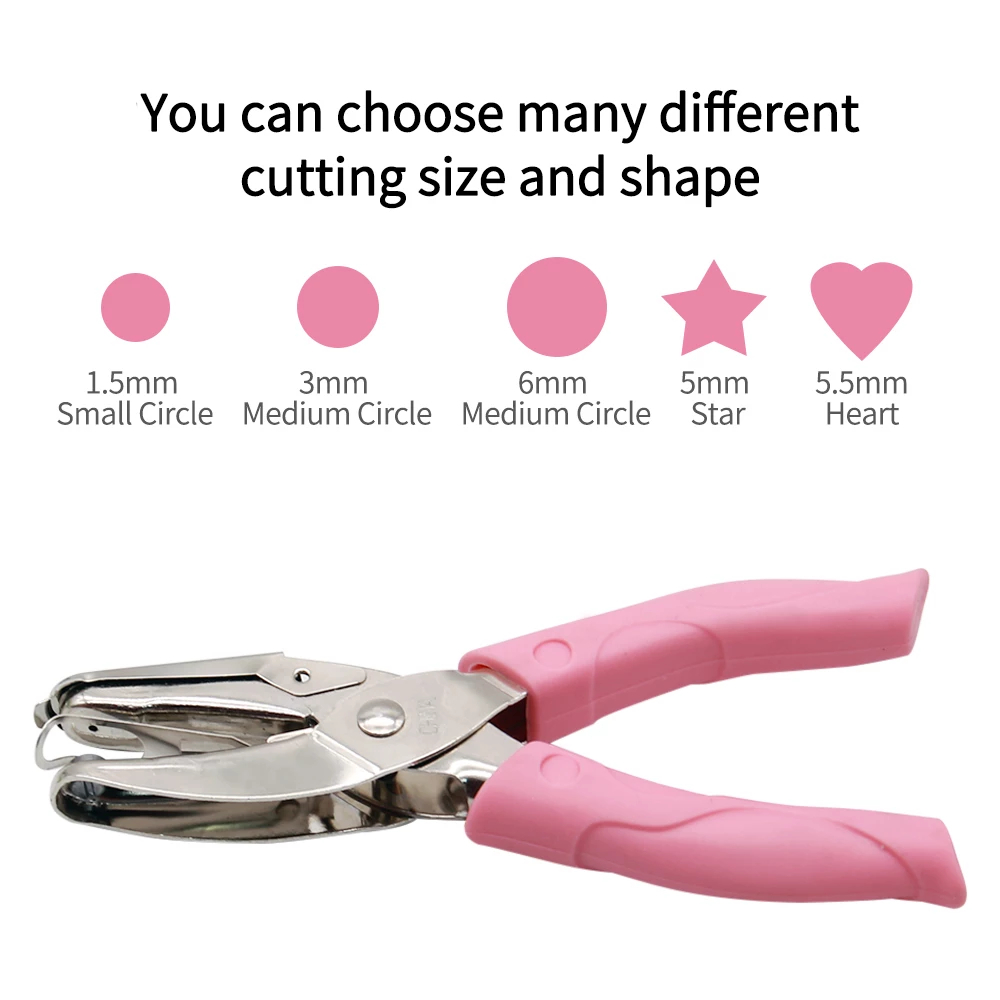 Hand-held Single Hole Puncher Metal Round Hole Punch Star Heart Shape  Loose-leaf Paper Cutter Stationery Scrapbook Binding Tool