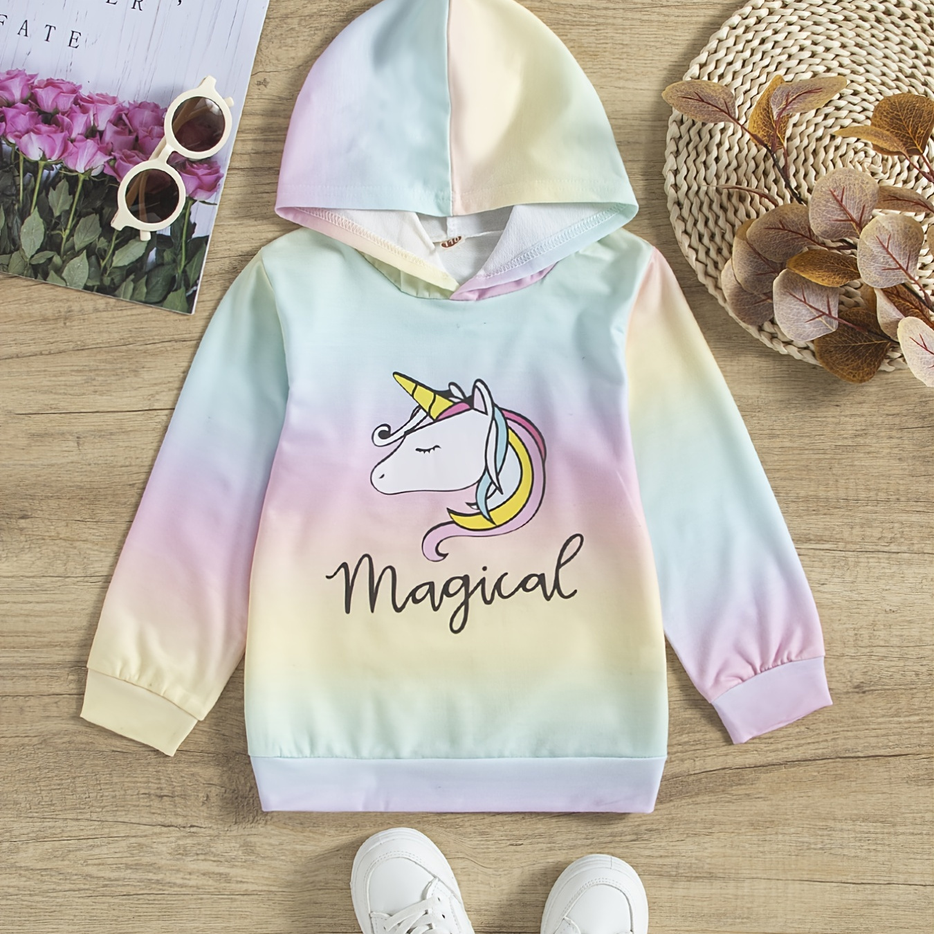 Toddler Girls Unicorn Print Tie Dye Hoodies Kids - Temu Canada