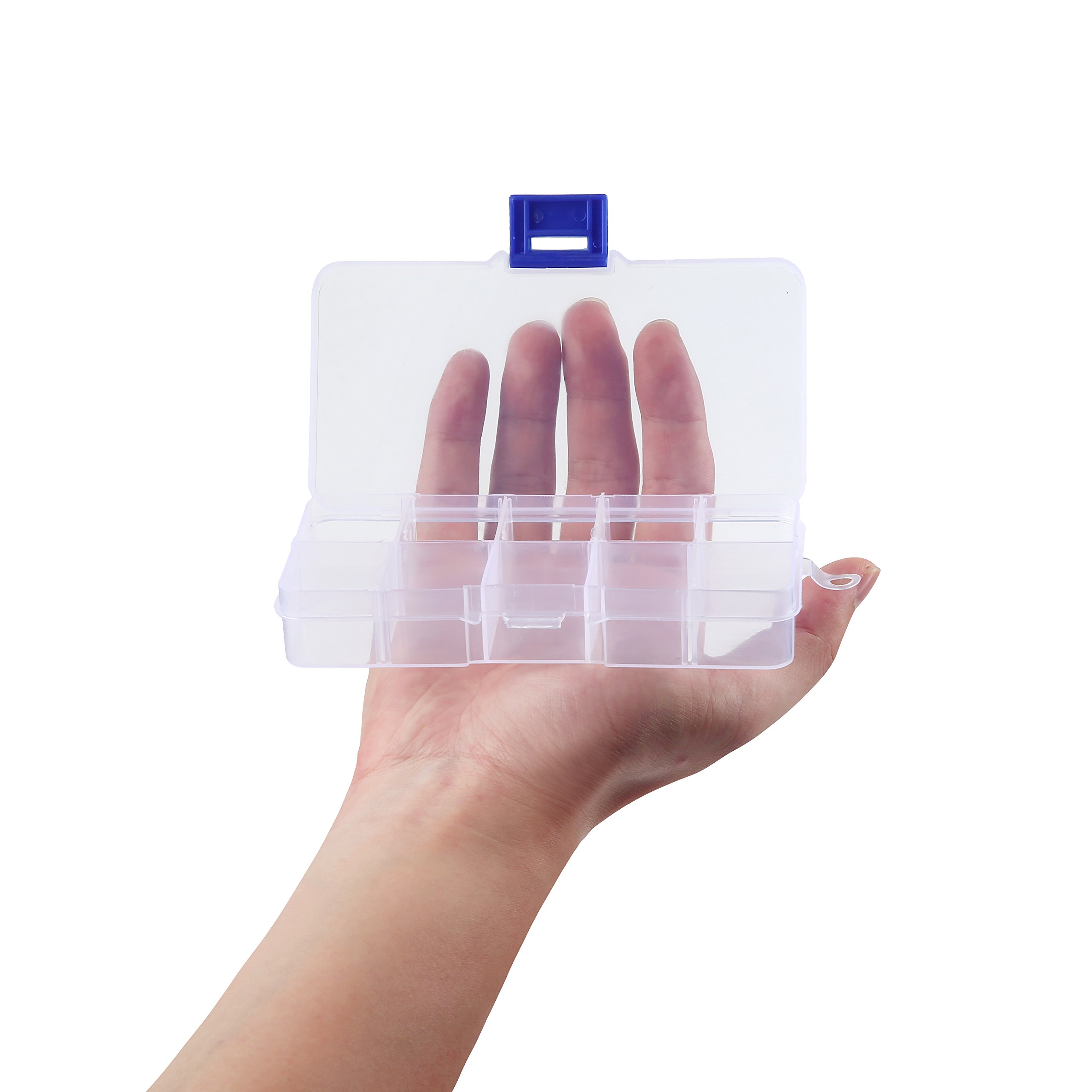4PCS Plastic Tray, 2x10 2x15 Grids Bead Organizer With Movable Dividers  Storage- Adjustable Clear Compartment Plastic Organizer-Travel Organizer  Box