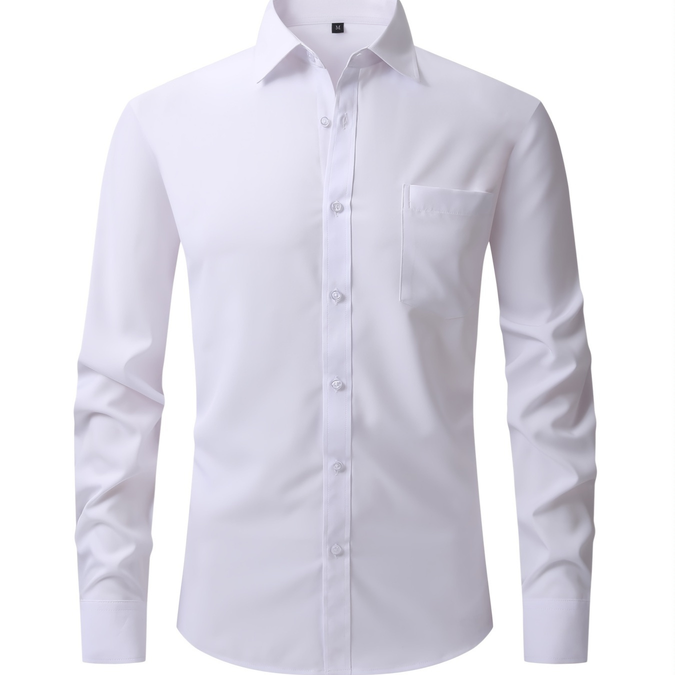 Men's Dress Shirt Long Sleeve Button Down Lapel Slim Fit Classic Shirt ...