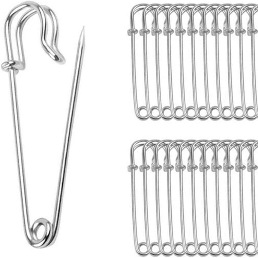30PCS 4 and 3 Heavy Duty Safety Pins Stainless Steel Spring Lock Blanket  Pins