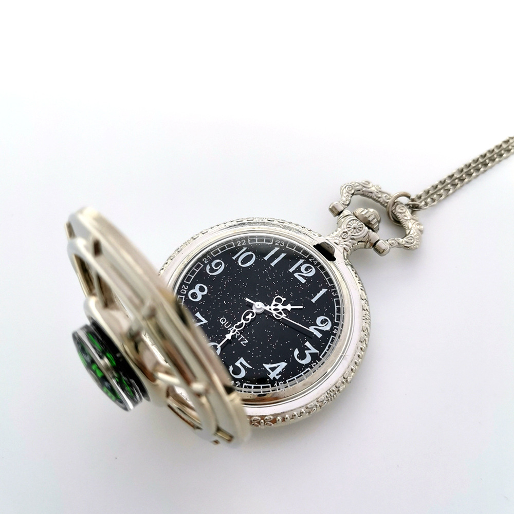 Mens Fashion Glamorous Alloy Compass Pocket Watch Necklace Temu