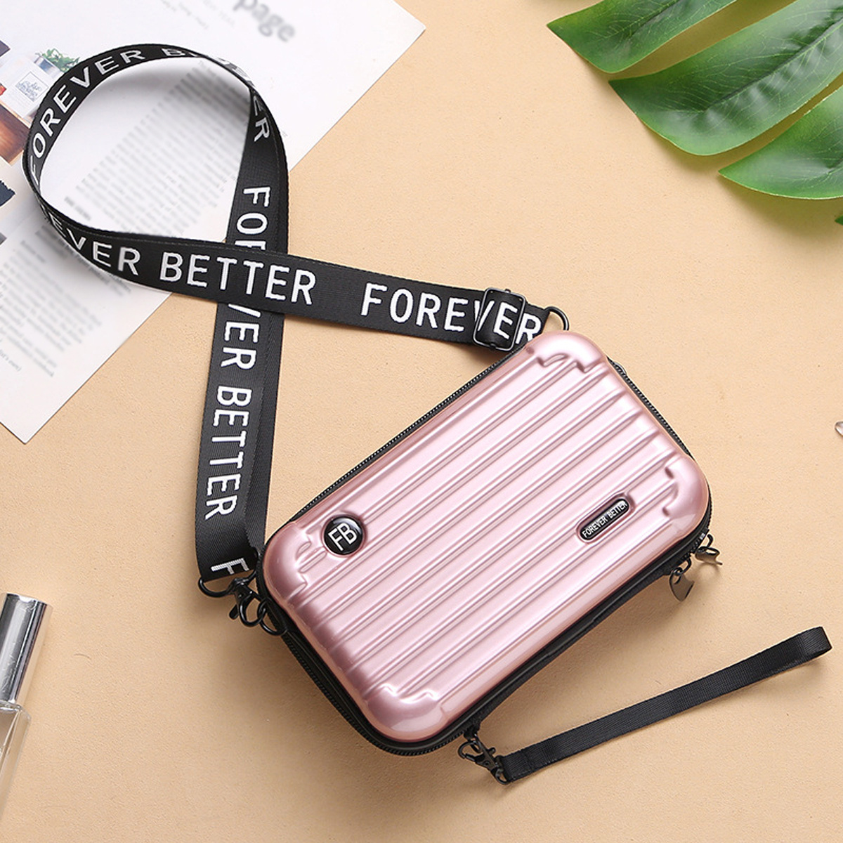 Small Shoulder Bag with Adjustable Strap and Zipper
