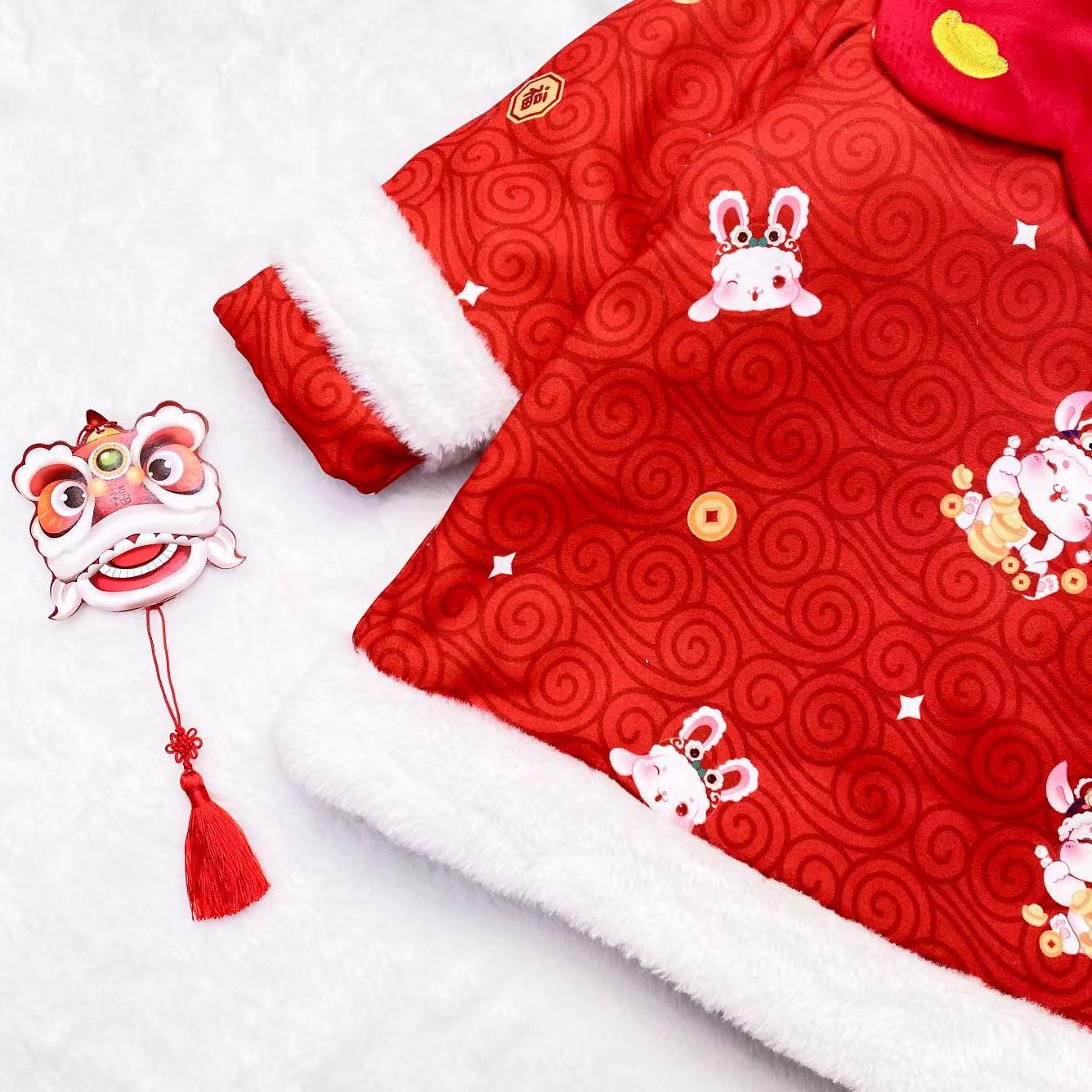 New Grils Pants Children Winter Thick Warm Rabbit Embroidery