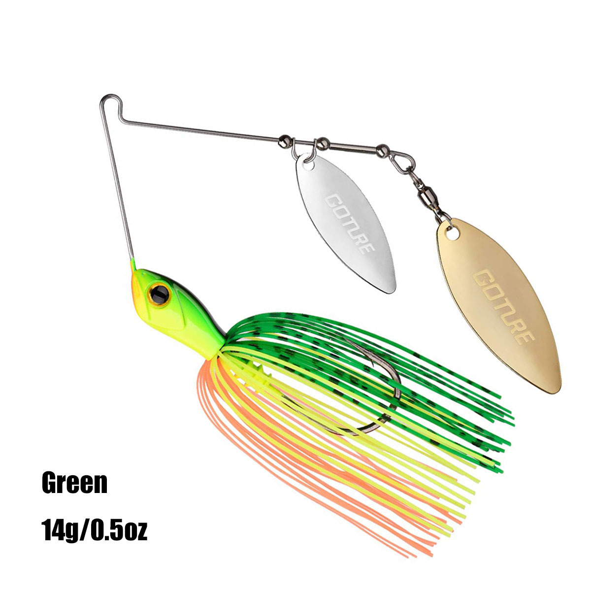 Spinnerbait spinner double blade, Chartreuse, Pike Perch Bass